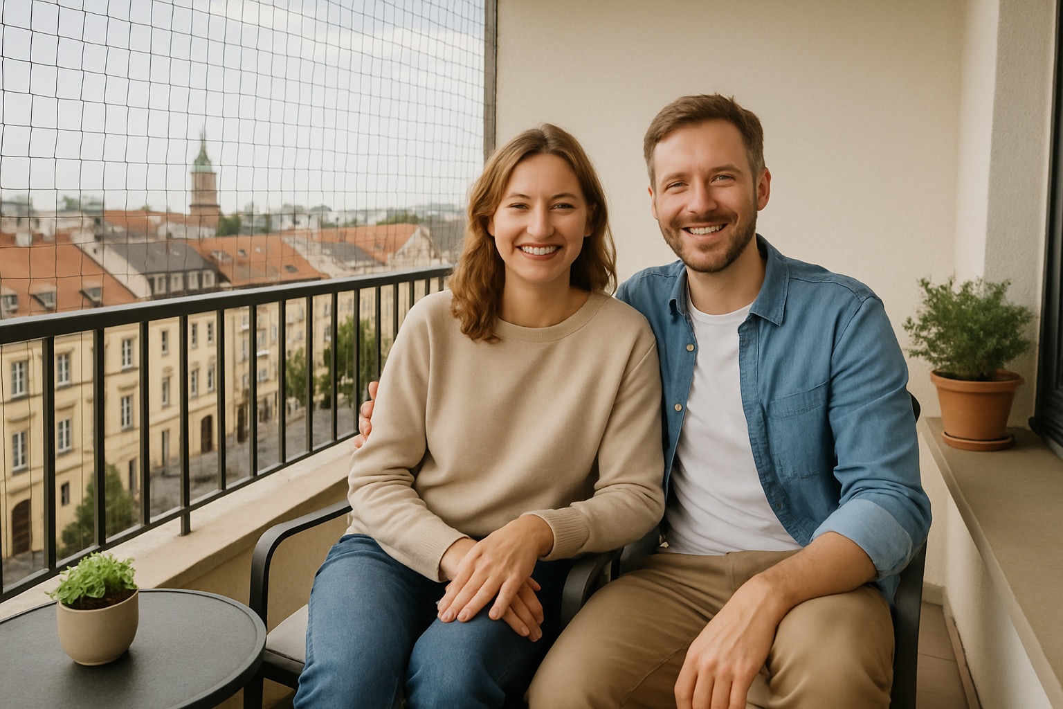 Rodzina na balkonie — zadowoleni klienci